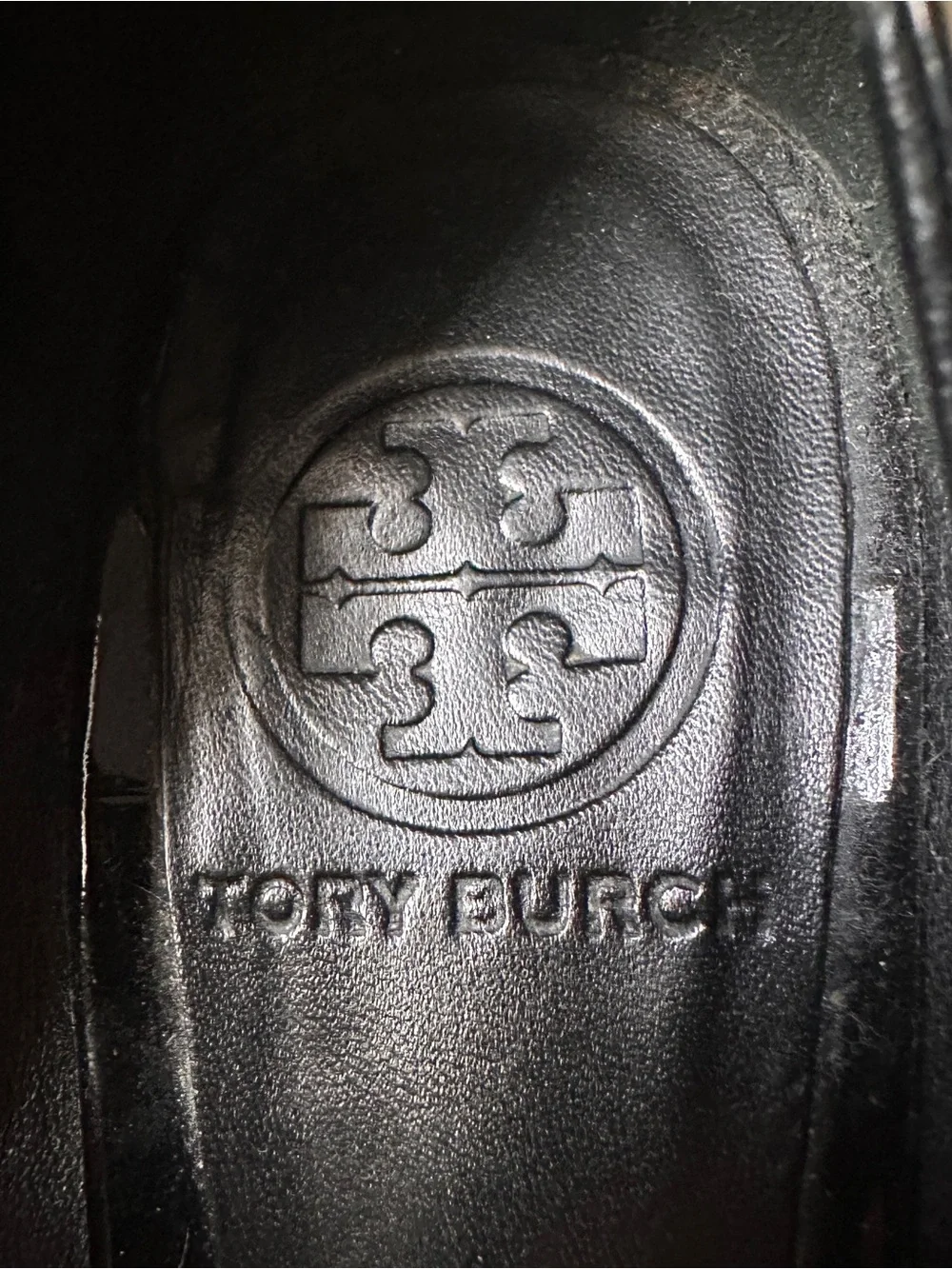 Tory Burch Black Patent Leather Logo Sophie Pumps with Silver Medallion